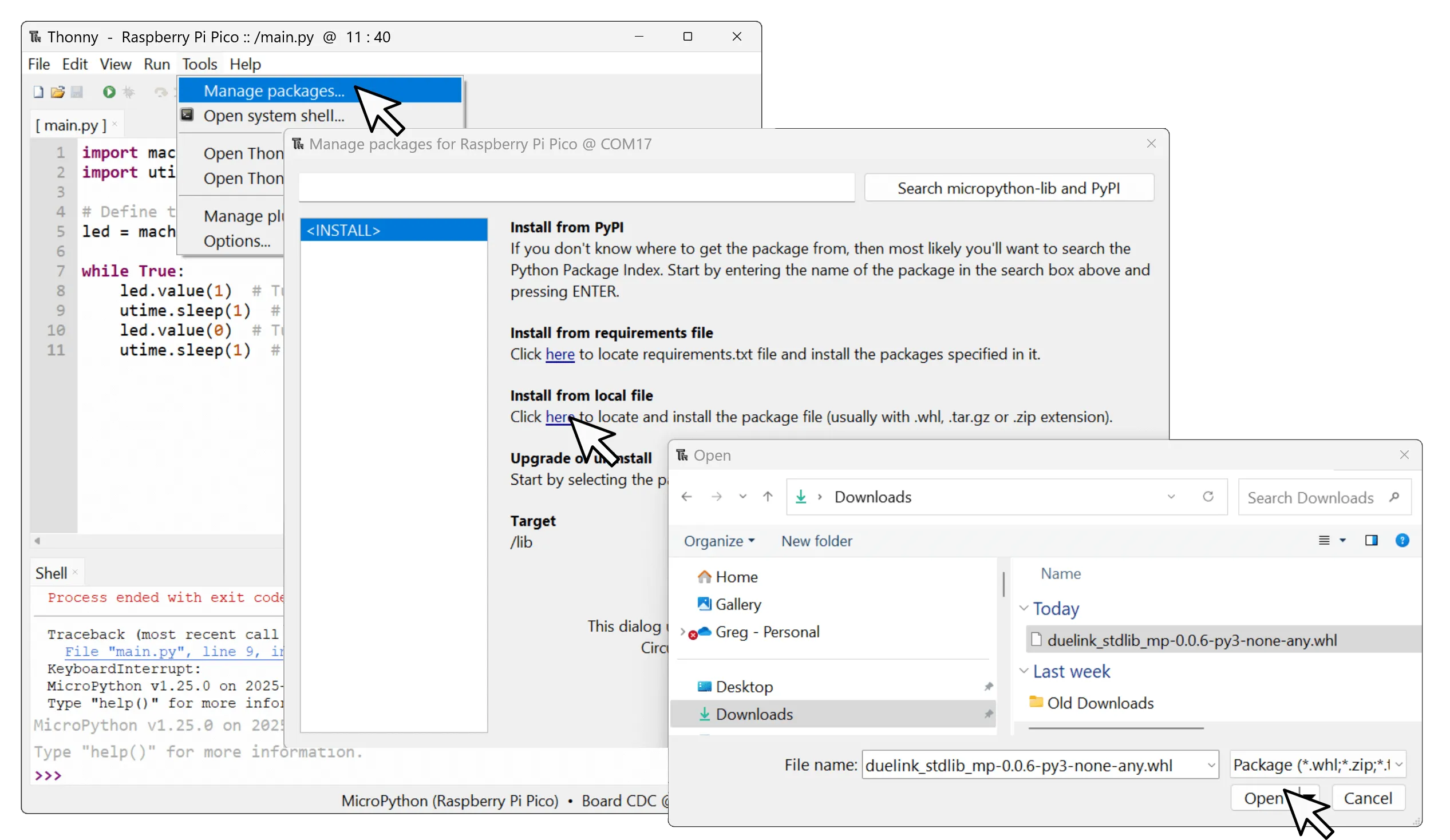 DUELink library from local file